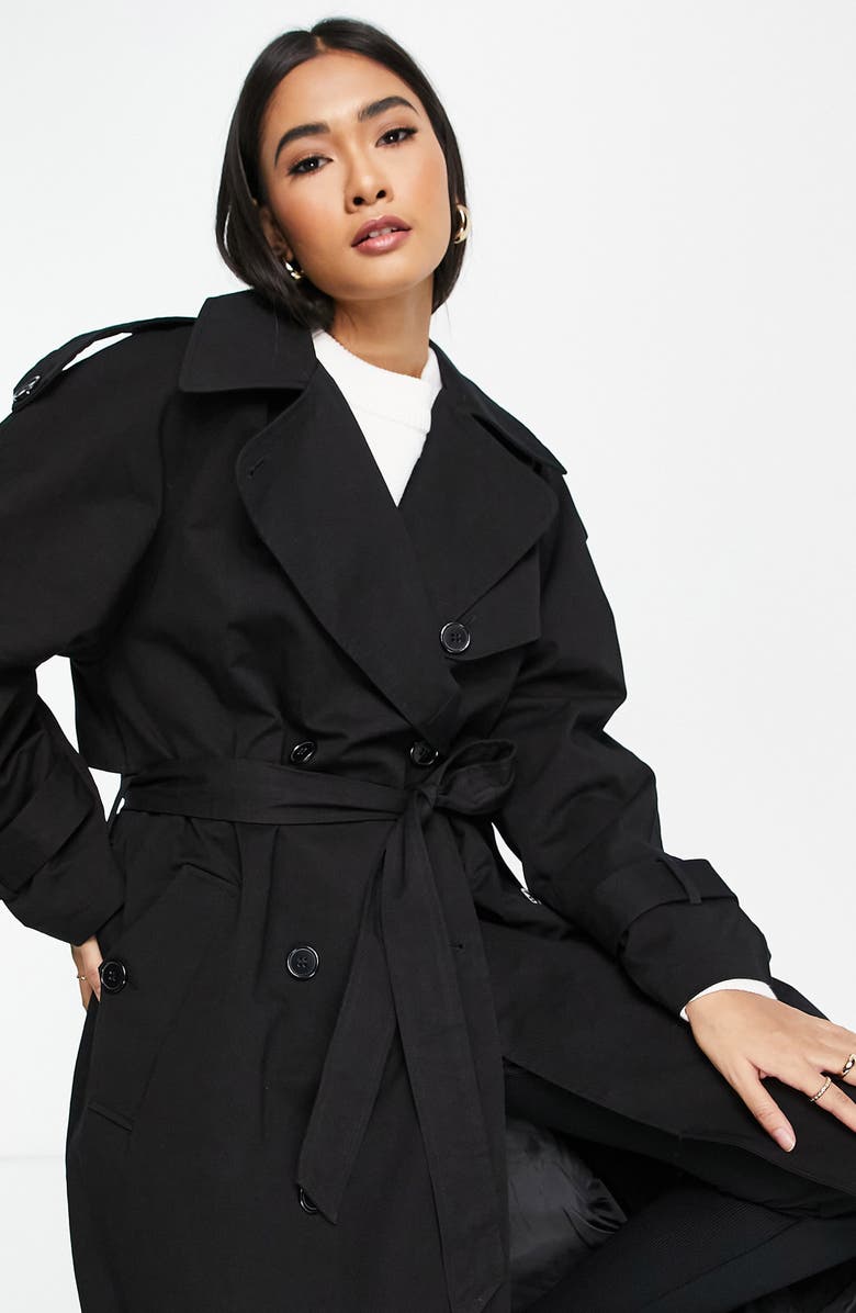 Topshop Classic Oversize Cotton Trench Coat, Alternate, color,