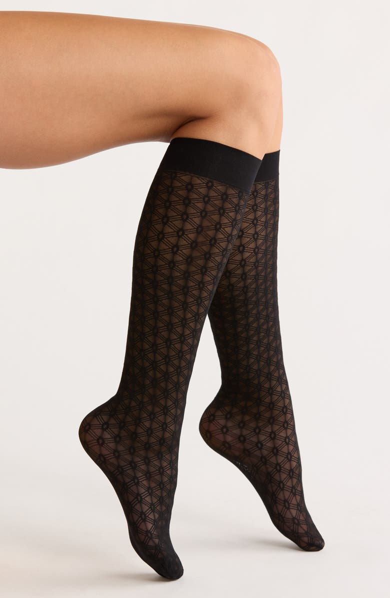 Nordstrom Sheer Jacquard Dress Socks, Main, color, Black