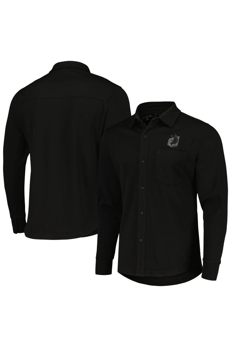 Men's Antigua Black Minnesota United FC Streamer Diamond Button-Up Shacket, Main, color, Black
