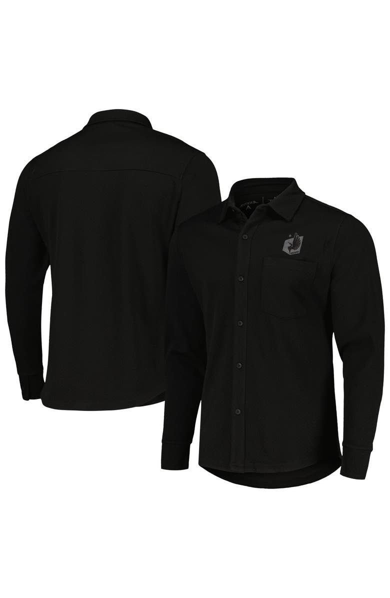 ANTIGUA Men's Antigua Black Minnesota United FC Streamer Diamond Button-Up Shacket, Main, color, Black