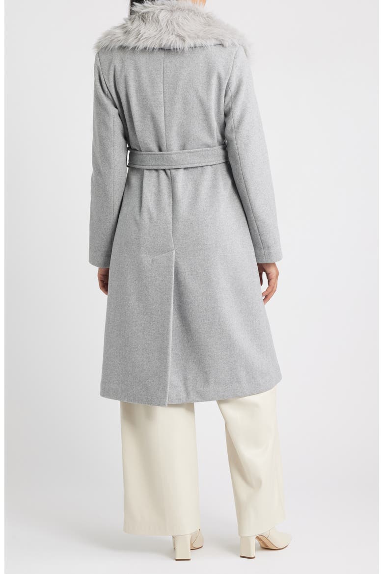 Belted Faux Fur Collared Coat, Alternate, color, FEATHER GREY