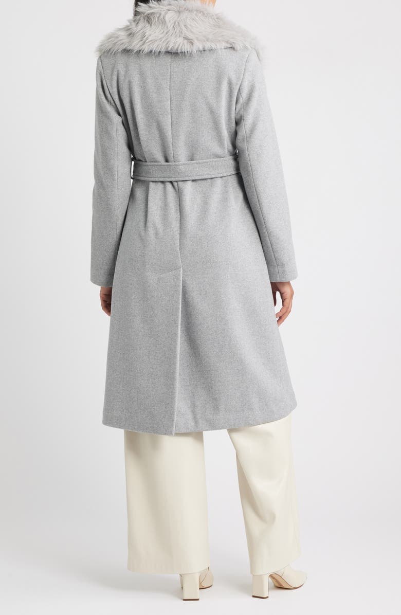 Sam Edelman Belted Faux Fur Collared Coat, Alternate, color, Feather Grey