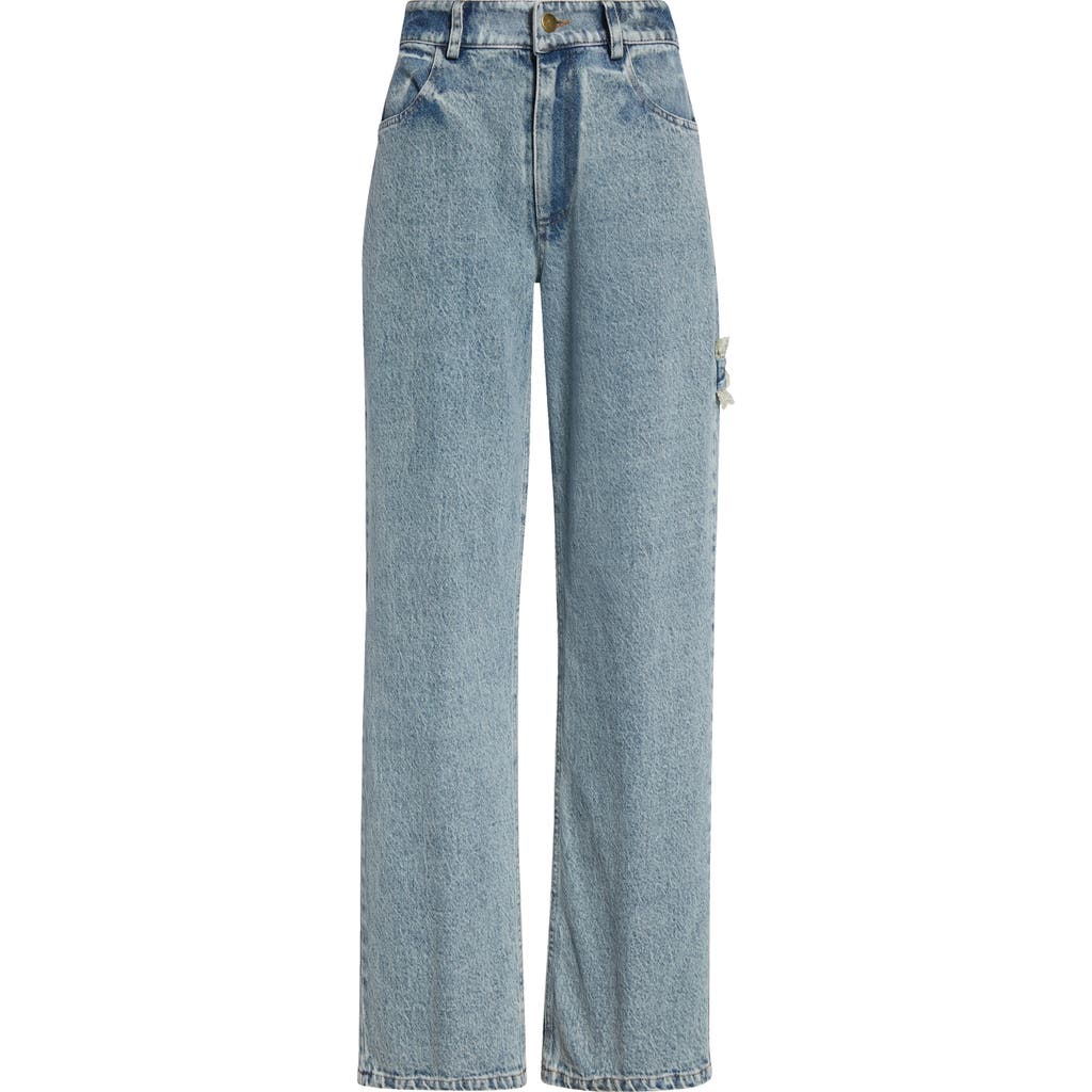 Tanner Fletcher Gender Inclusive Sid Lace Loop Straight Leg Carpenter Jeans In Vintage Wash