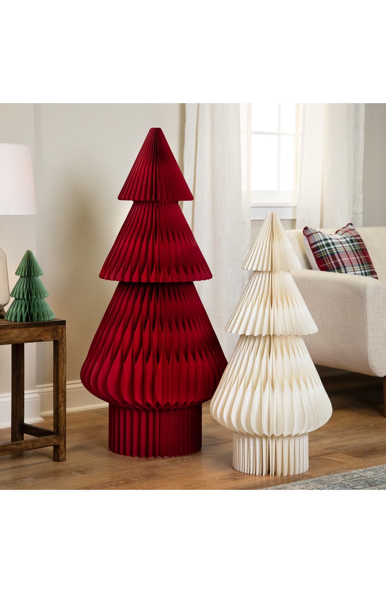 Northlight Tall Foldable Accordion Honeycomb Paper Christmas Tree - 4' - Red, Alternate, color,