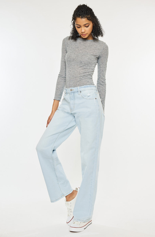Kancan Muffy Mid Rise Boyfriend Jeans In Blue