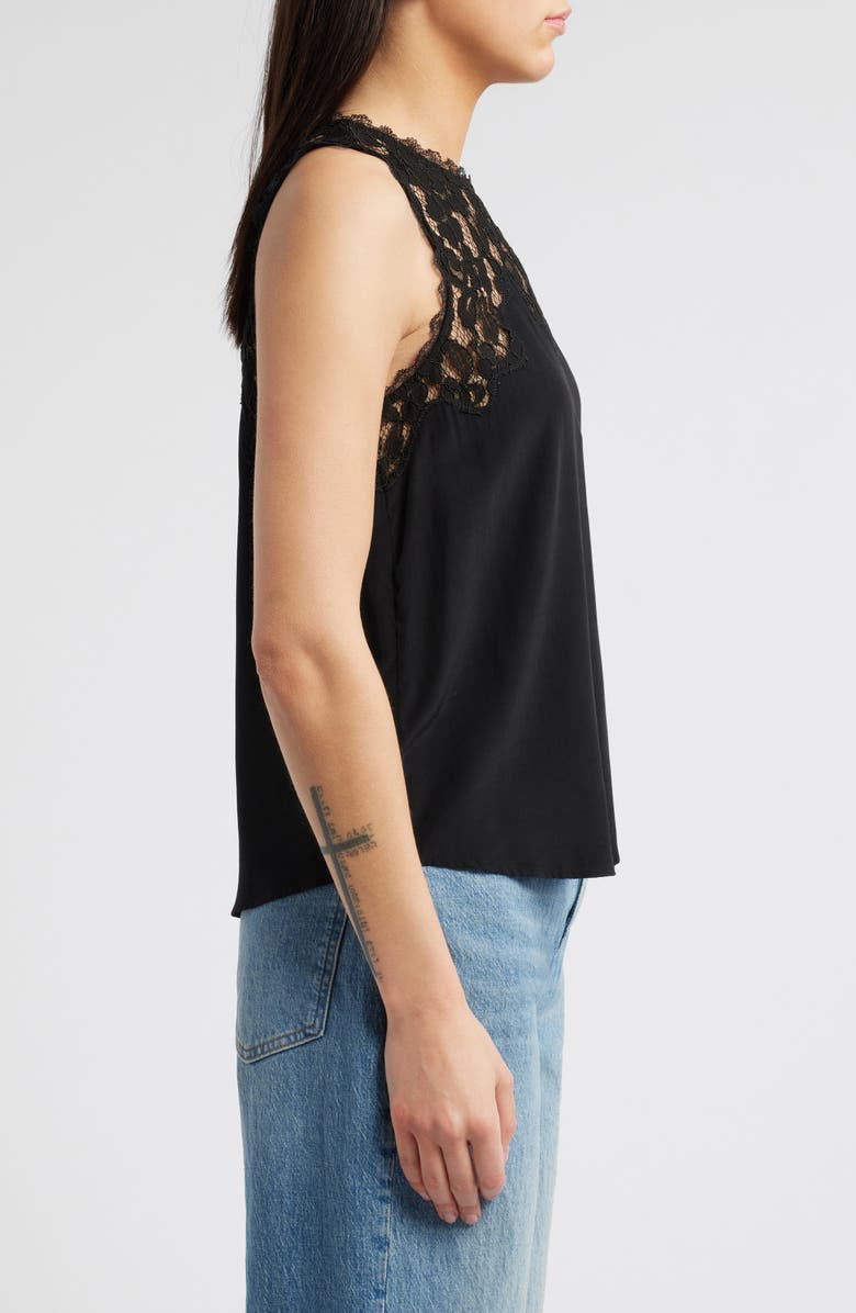 Wit & Wisdom Lace Yoke Sleeveless Top, Alternate, color, Black
