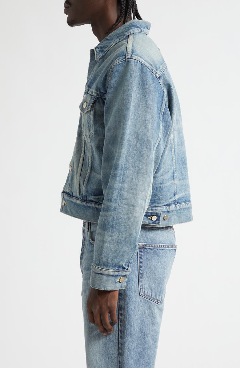 Fear of God Classic Selvedge Denim Trucker Jacket, Alternate, color, Vintage Indigo