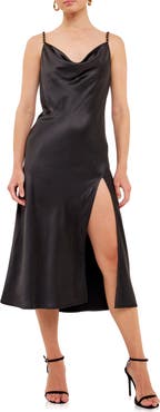 Endless Rose Chain Strap Satin Midi Slipdress