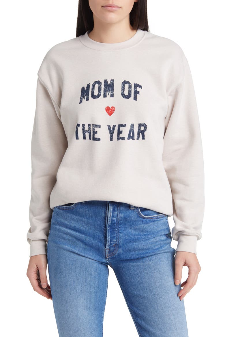 Mom of the Year Cotton Sweatshirt, Main, color, HEATHER OATMEAL