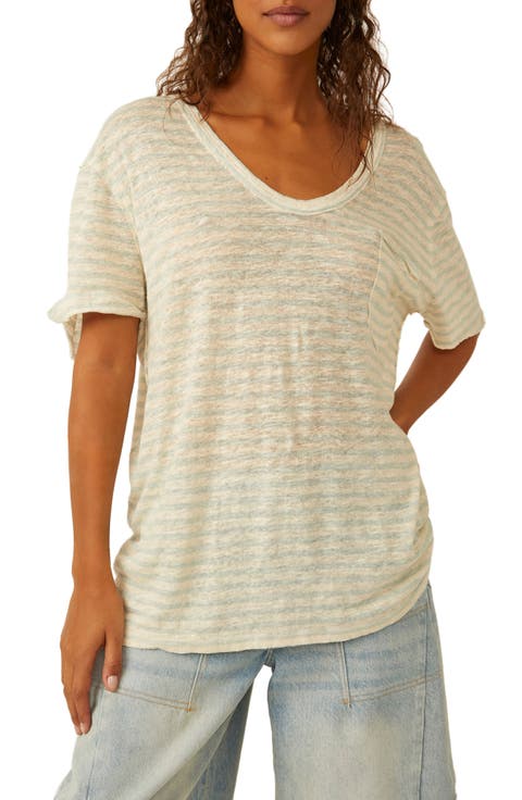 All I Need Stripe Linen & Cotton T-Shirt