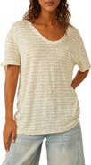 Free People All I Need Stripe Linen & Cotton T-Shirt