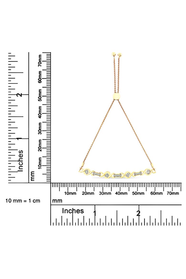 Silver Channel Set Diamond Accent Twist Bolo Bracelet, Alternate, color, Yellow Gold over Silver