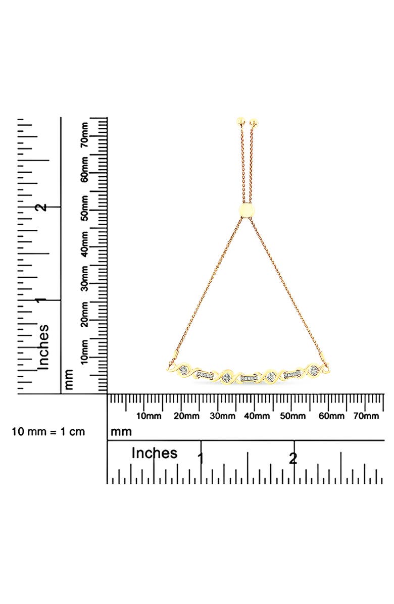 Haus of Brilliance Silver Channel Set Diamond Accent Twist Bolo Bracelet, Alternate, color, Yellow Gold Over Silver