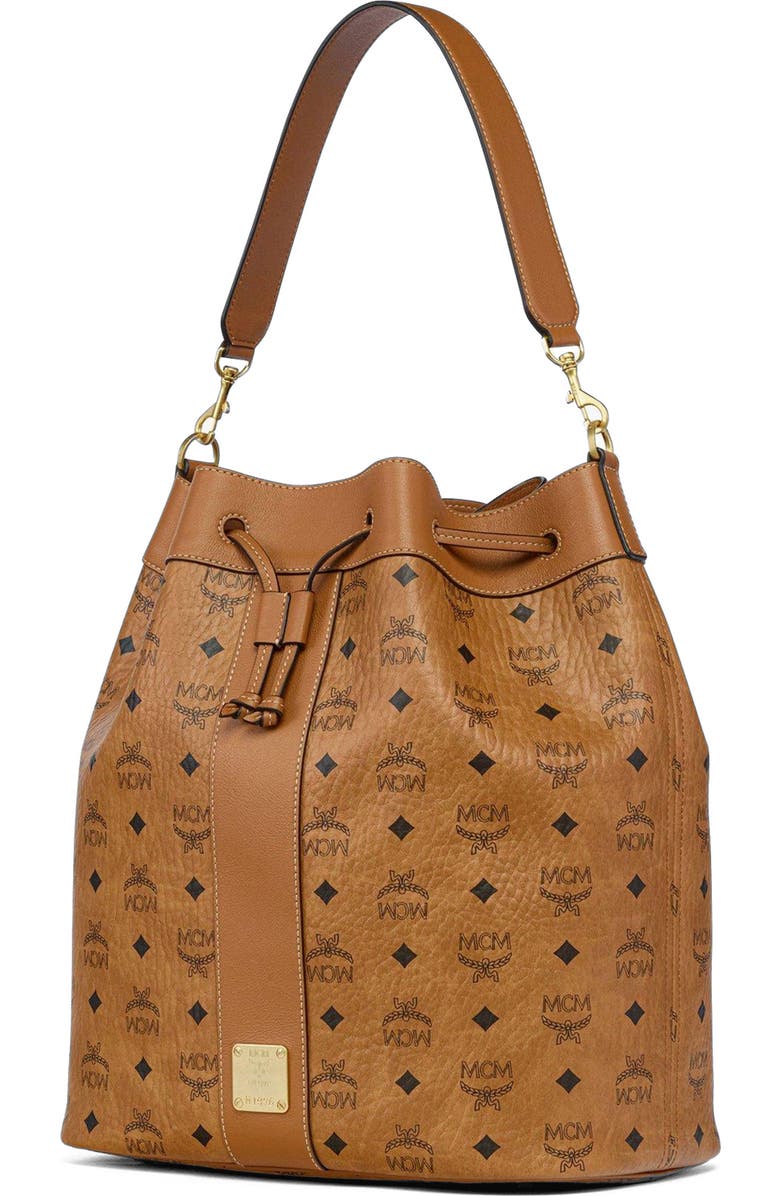 MCM Large Dessau Drawstring Bag in Visetos, Alternate, color, Co