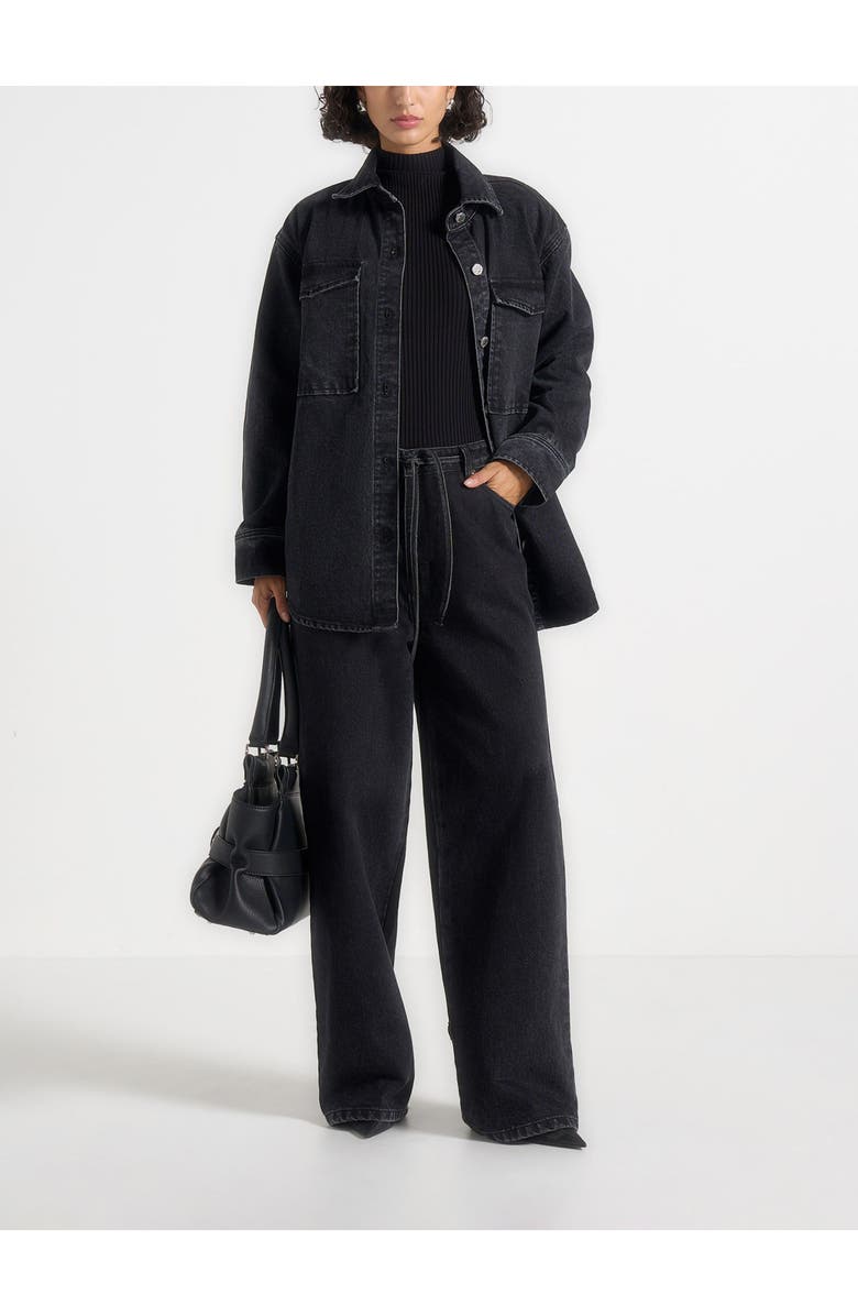 Manière De Voir Joy Denim Oversized Shirt, Alternate, color, Washed Black