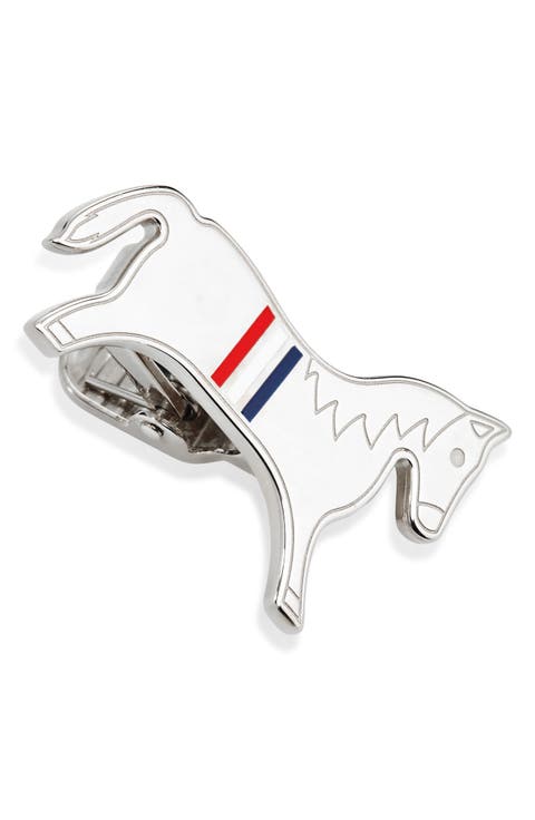 Horse Sterling Silver & Enamel Tie Clip