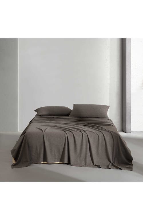 Calvin Klein Mélange Flannel Sheet Set In Chocolate