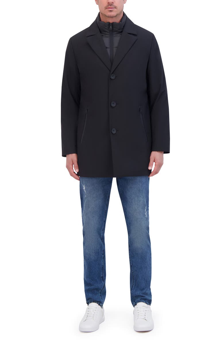 Kenneth Cole New York Water Resistant Jacket with Quilted Bib, Alternate, color, Black