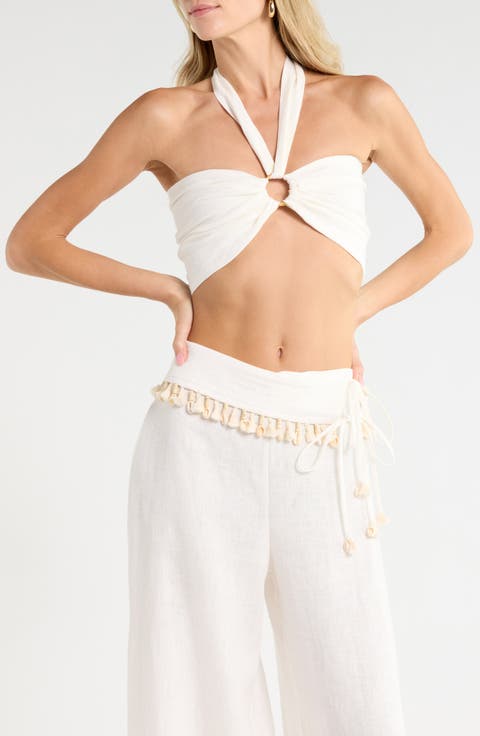 Carolina Linen Halter Cropped Top