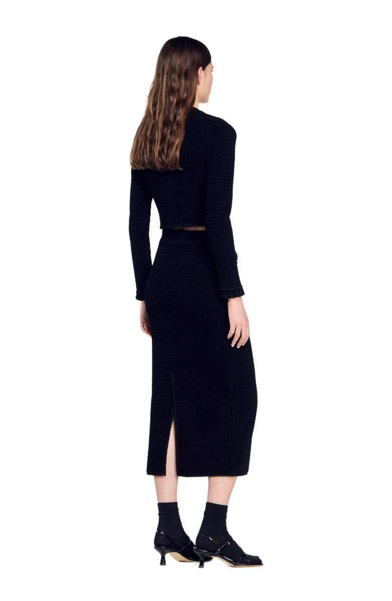 SANDRO Velvet knit midi skirt, Alternate, color, 