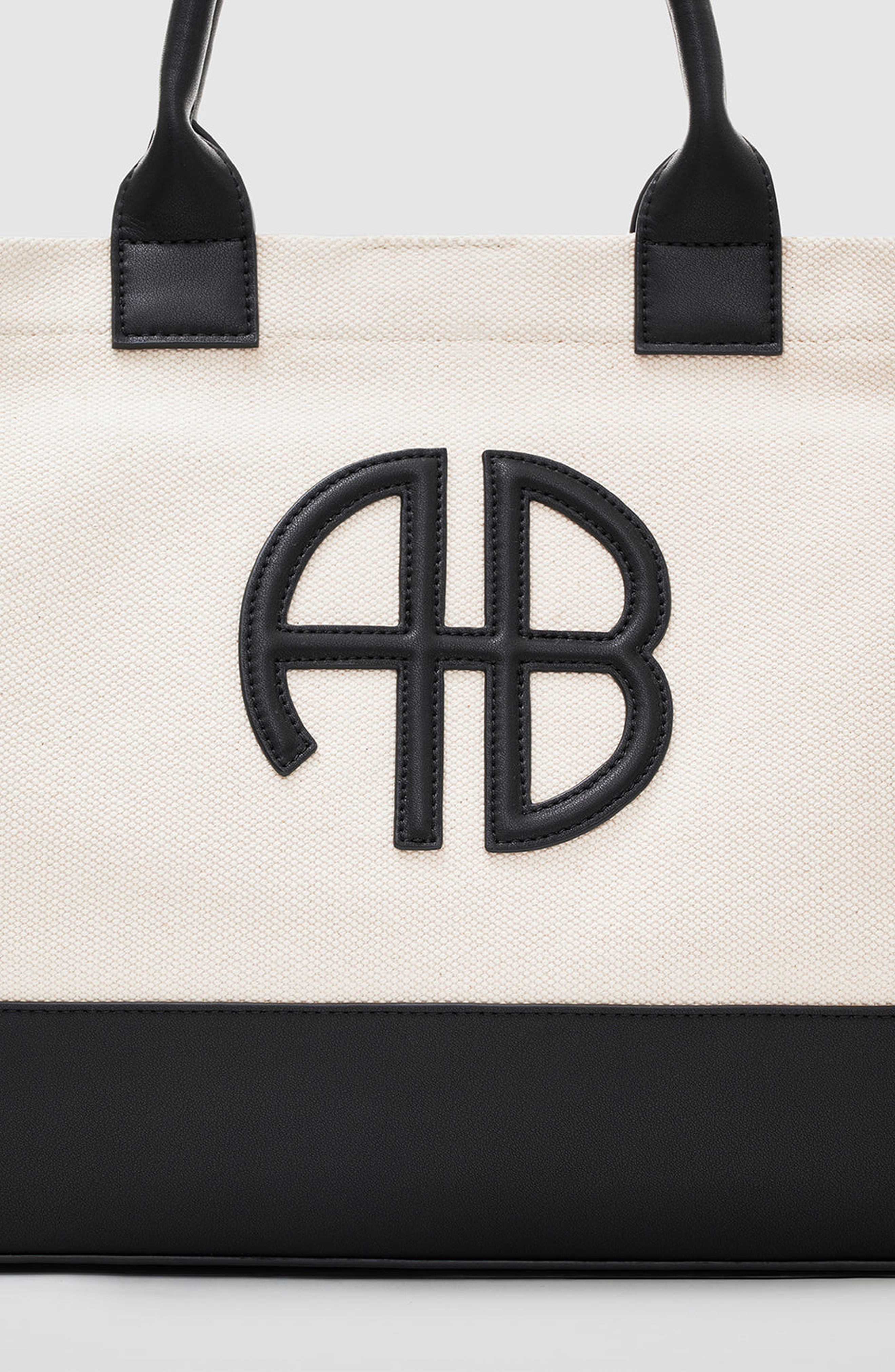ANINE BING Lara Tote, Alternate, color, Natural Canvas / Black
