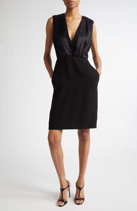 Vittor Pleated Overlay Sleeveless Cady Dress