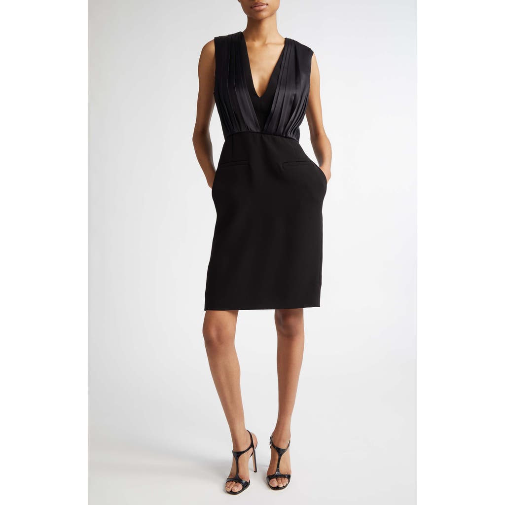 Max Mara Vittor Pleated Overlay Sleeveless Cady Dress In Black