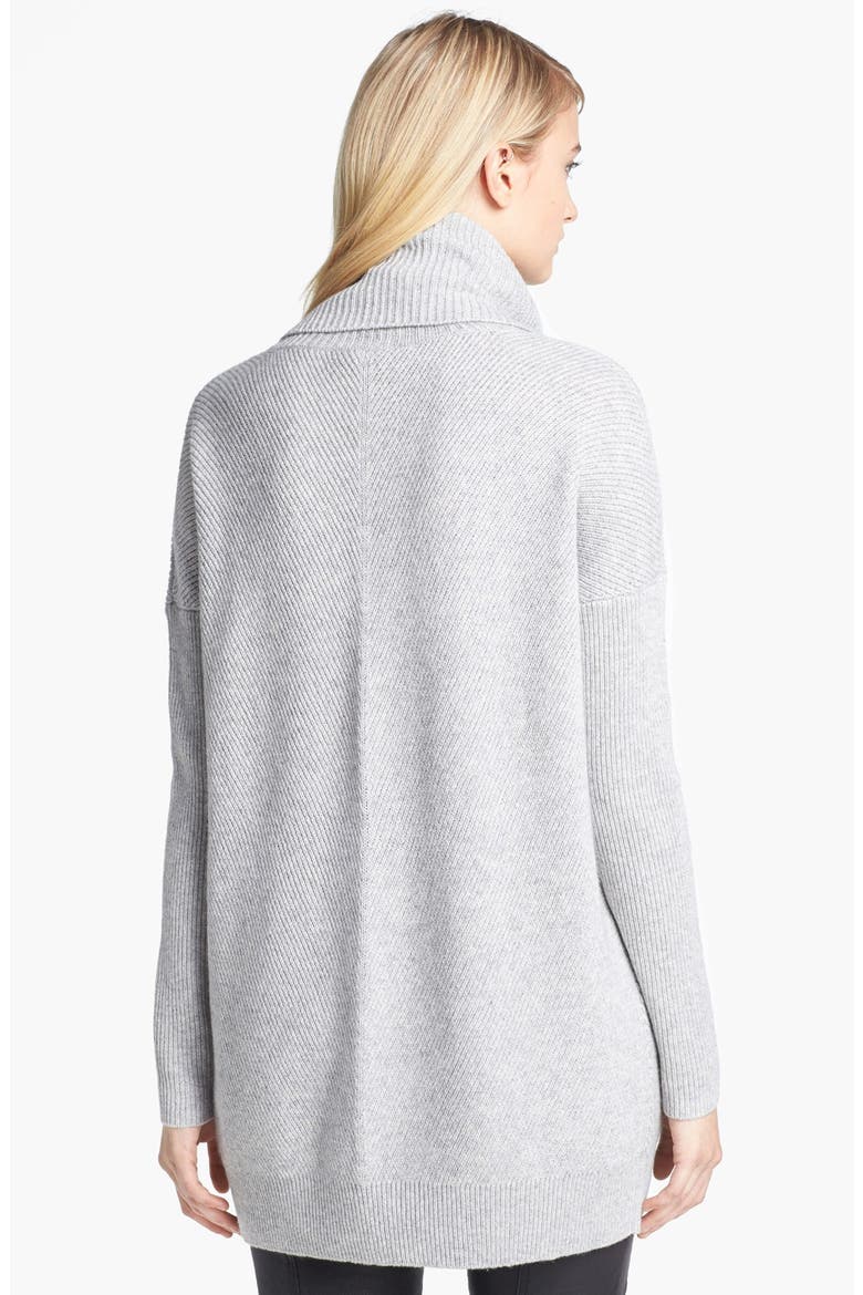 Chevron Knit Turtleneck Sweater, Alternate, color, HEATHERT CHALK