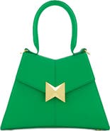 Mac Duggal Gold Hardware Detail Angular Top Handle Small Leather Handbag