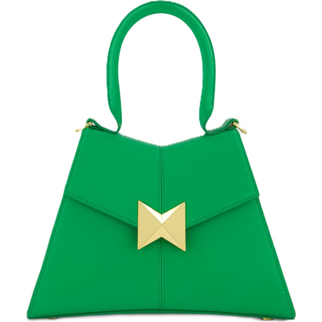 Mac Duggal Gold Hardware Detail Angular Top Handle Small Leather Handbag in Spring Green at Nordstrom