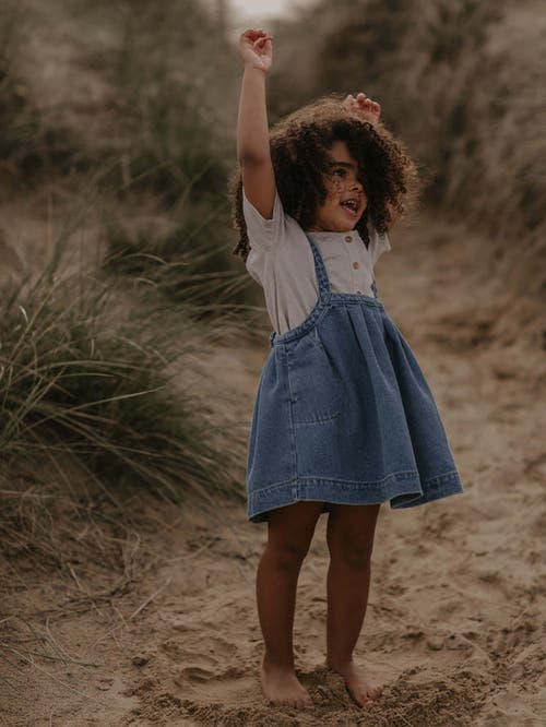 The Simple Folk The Oversized Denim Pinafore In Light Denim