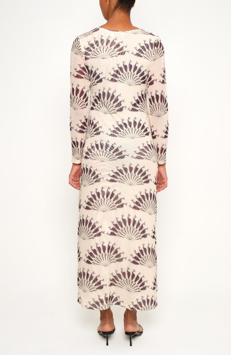 The Lulo Project Nellas Paisley Long Sleeve Mesh Maxi Dress, Alternate, color, Throated Ivory
