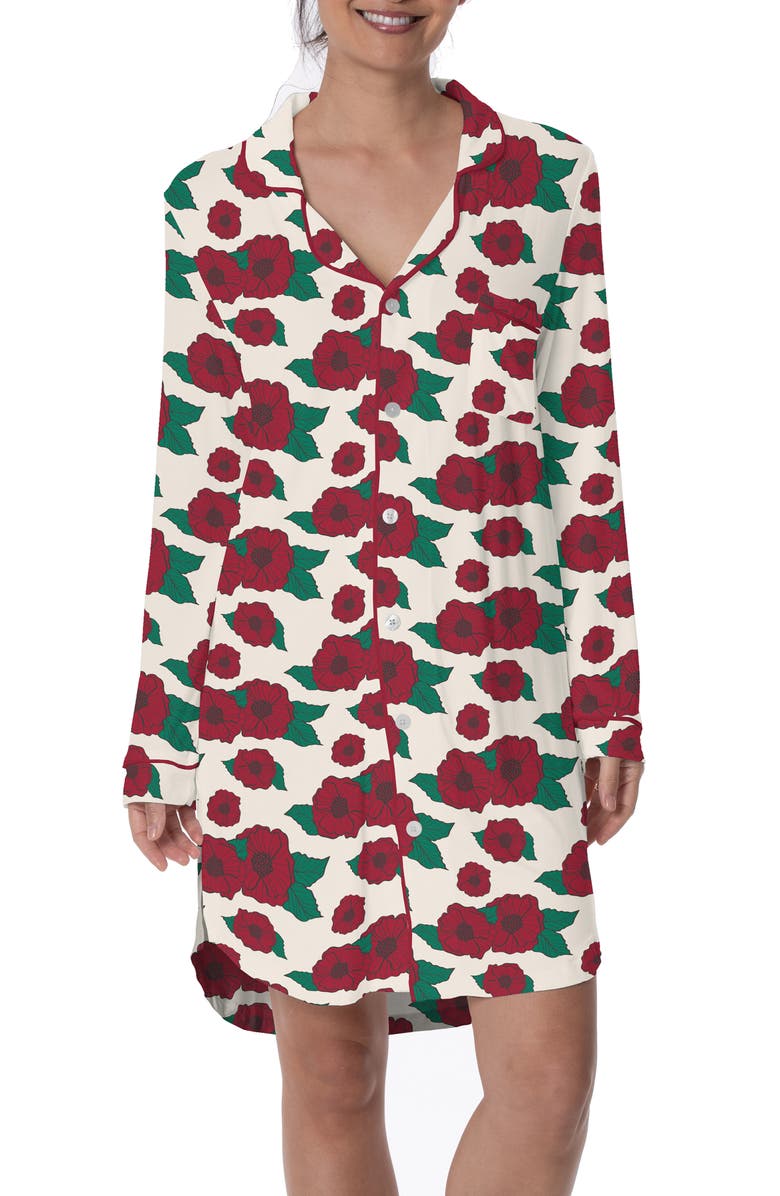 KicKee Pants Floral Long Sleeve Nightshirt, Main, color, 
