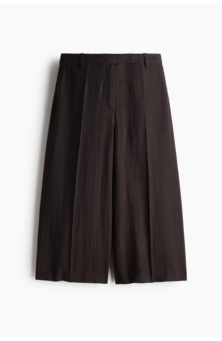 H&M Tailored Linen-blend Culottes, Alternate, color, Dark Brown