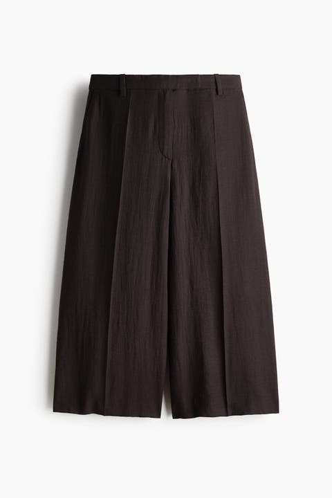 Tailored Linen-blend Culottes