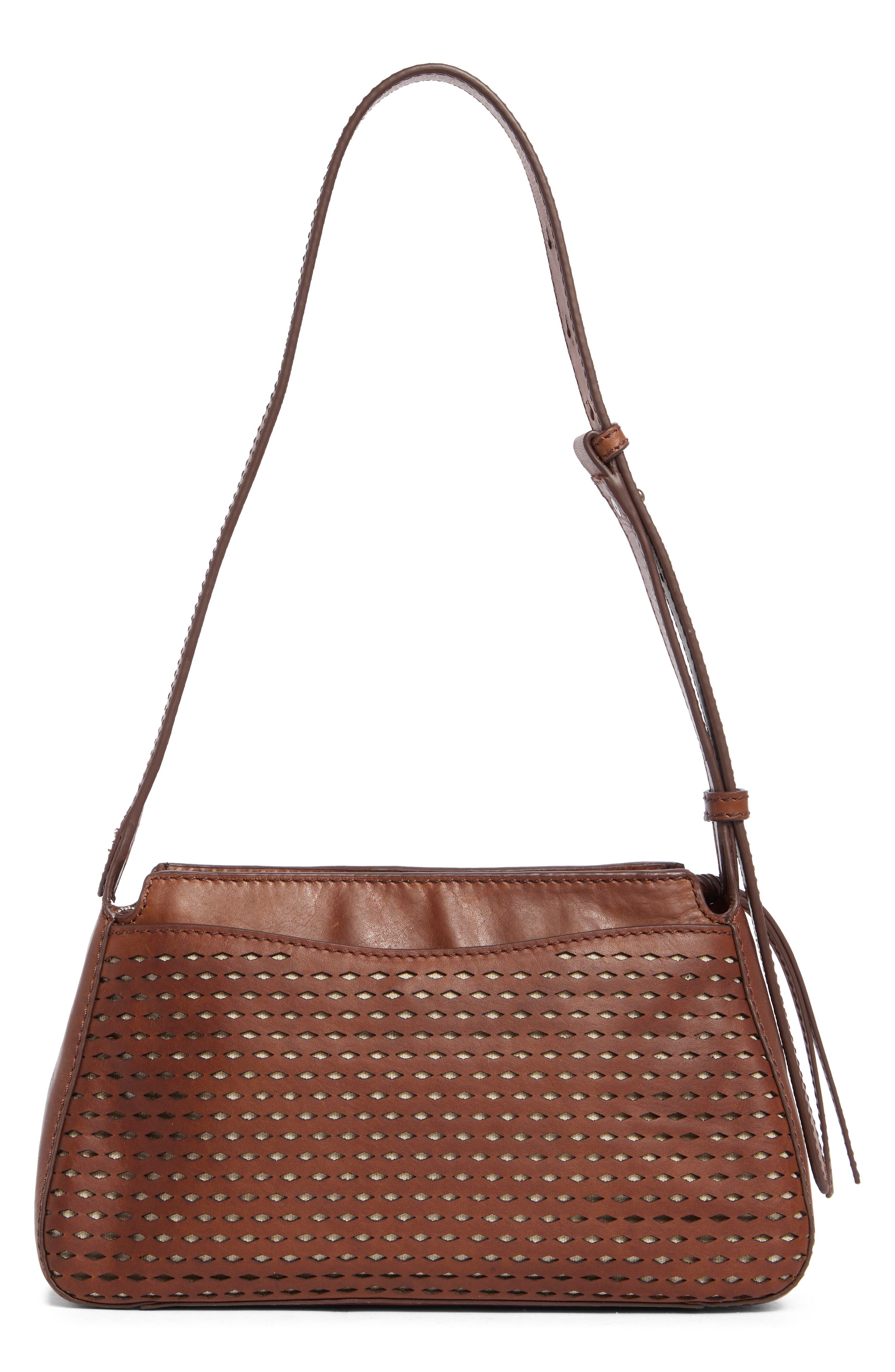 Jennie Woven Leather Shoulder Bag, Alternate, color, COGNAC