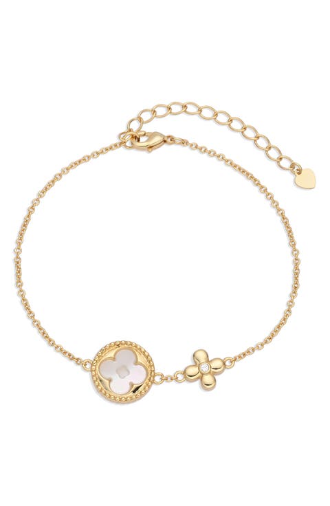 Raquel 14k Gold Plated Mother of Pearl & Cubic Zirconia Bracelet