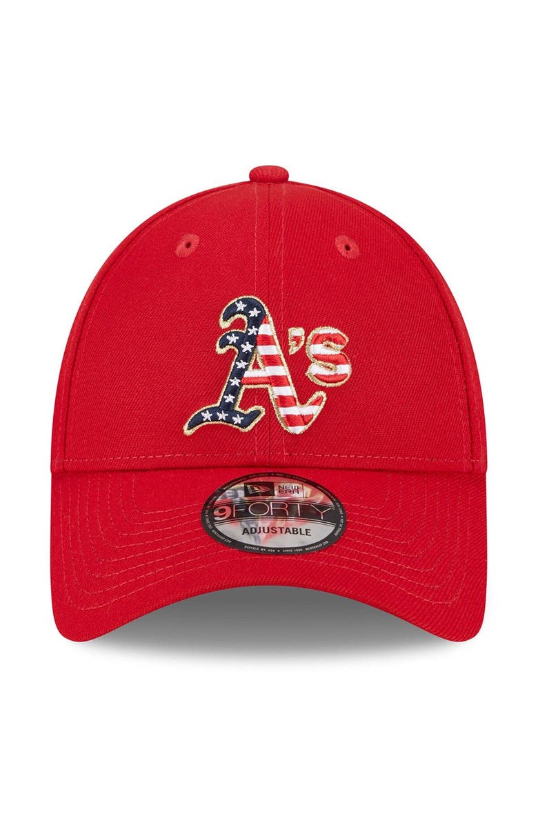 New Era Men's New Era  Red Oakland Athletics 2023 Fourth of July 9FORTY Adjustable Hat, Alternate, color, Red