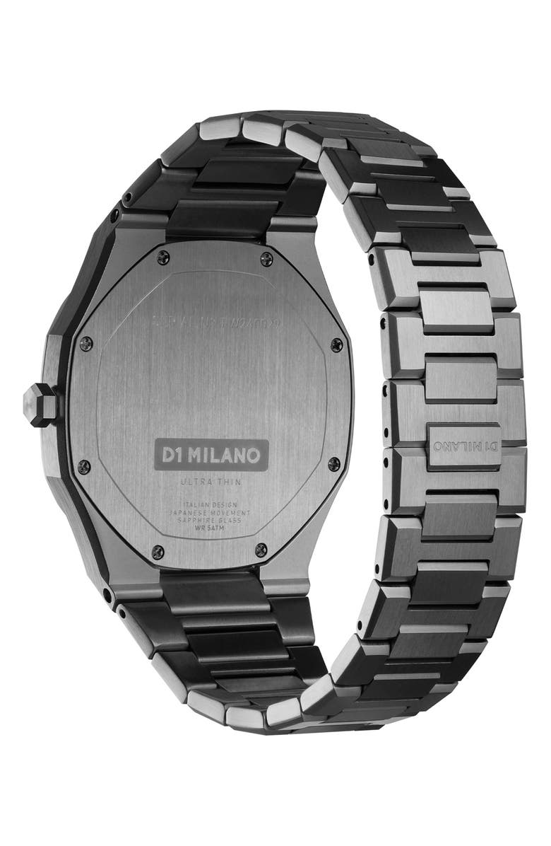 D1 Milano Ultra Thin Bracelet Watch, 40mm, Alternate, color, Gun Metal
