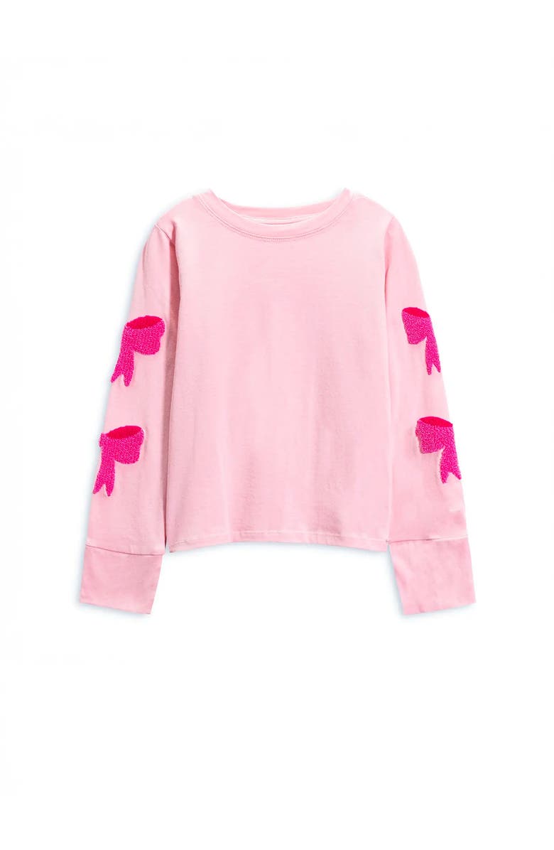 Preppy Goose Bows Sleeve Applique Long Sleeve T-Shirt, Alternate, color, Light Pink