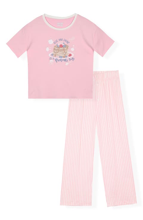 Kids Pancake Time Graphic T-Shirt & Stripe Pajama Pants Set (Big Kid)