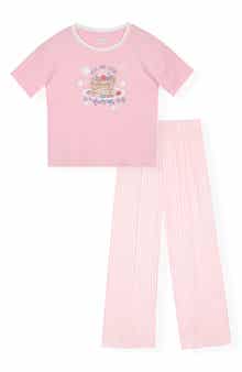 SLEEP ON IT Kids Pancake Time Graphic T-Shirt & Stripe Pajama Pants Set