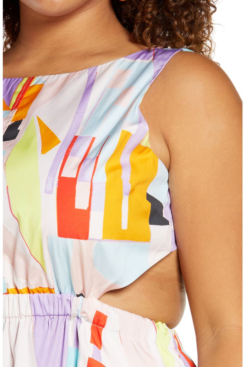 Open Back Poplin Dress, Alternate, color, PINK PAPER SHAPES
