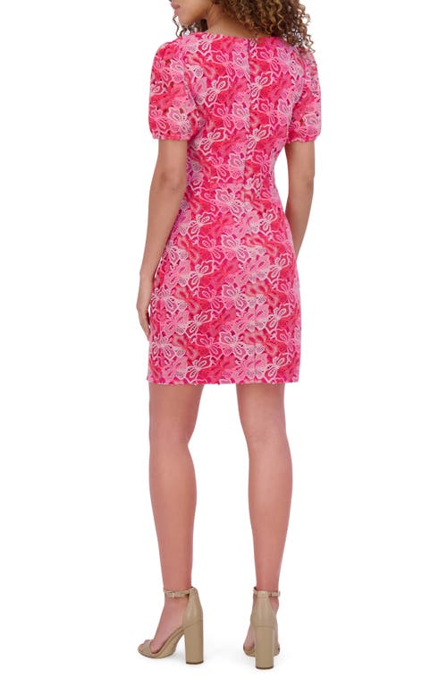 Siena Embroidered Lace Puff Sleeve Minidress In Pink