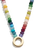 BaubleBar Rainbow Beaded Initial Pendant Necklace