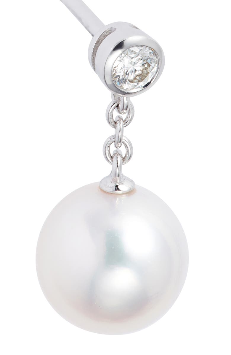 Mikimoto Diamond & Pearl Drop Earrings, Alternate, color, White Gold