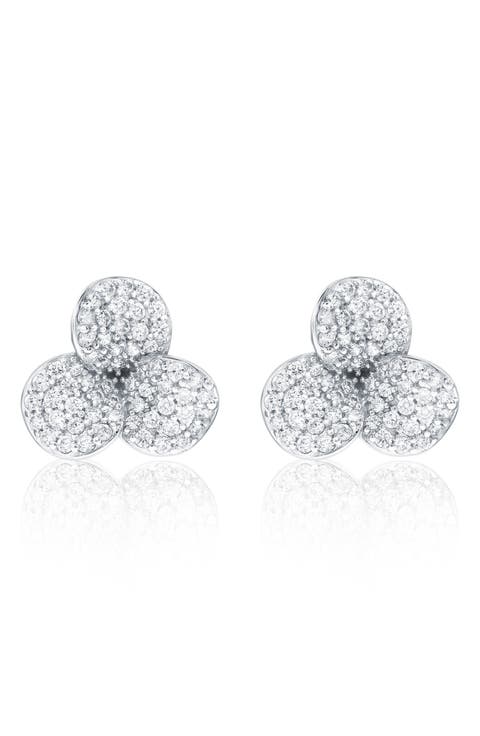 Pavé Cubic Zirconia Mini Flower Stud Earrings