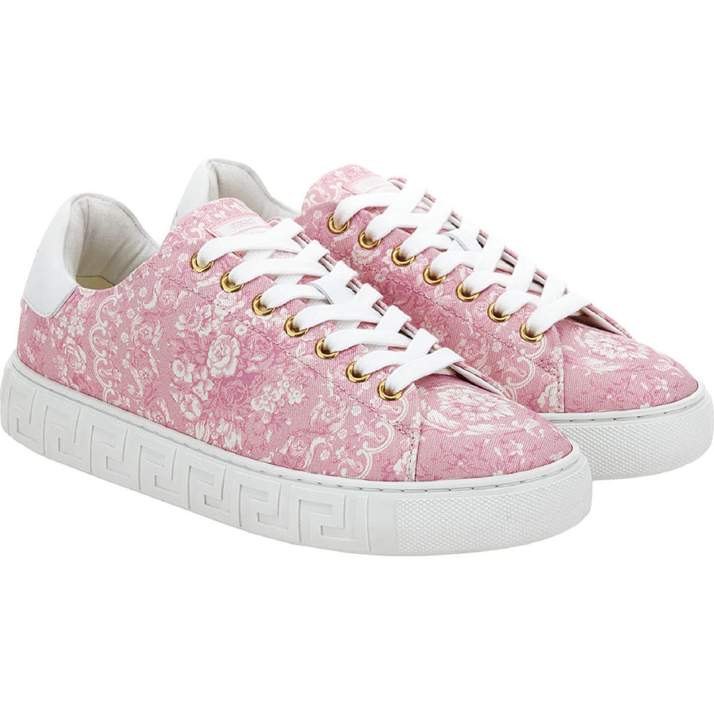 Versace Barocco Jacquard Greca Low Top Sneaker In Pink
