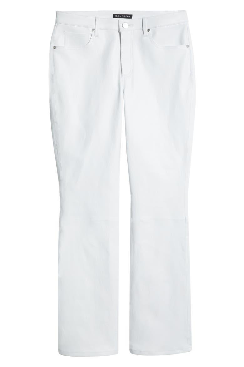 Clint Leather Bootcut Pants, Alternate, color, BLANC LEATHER