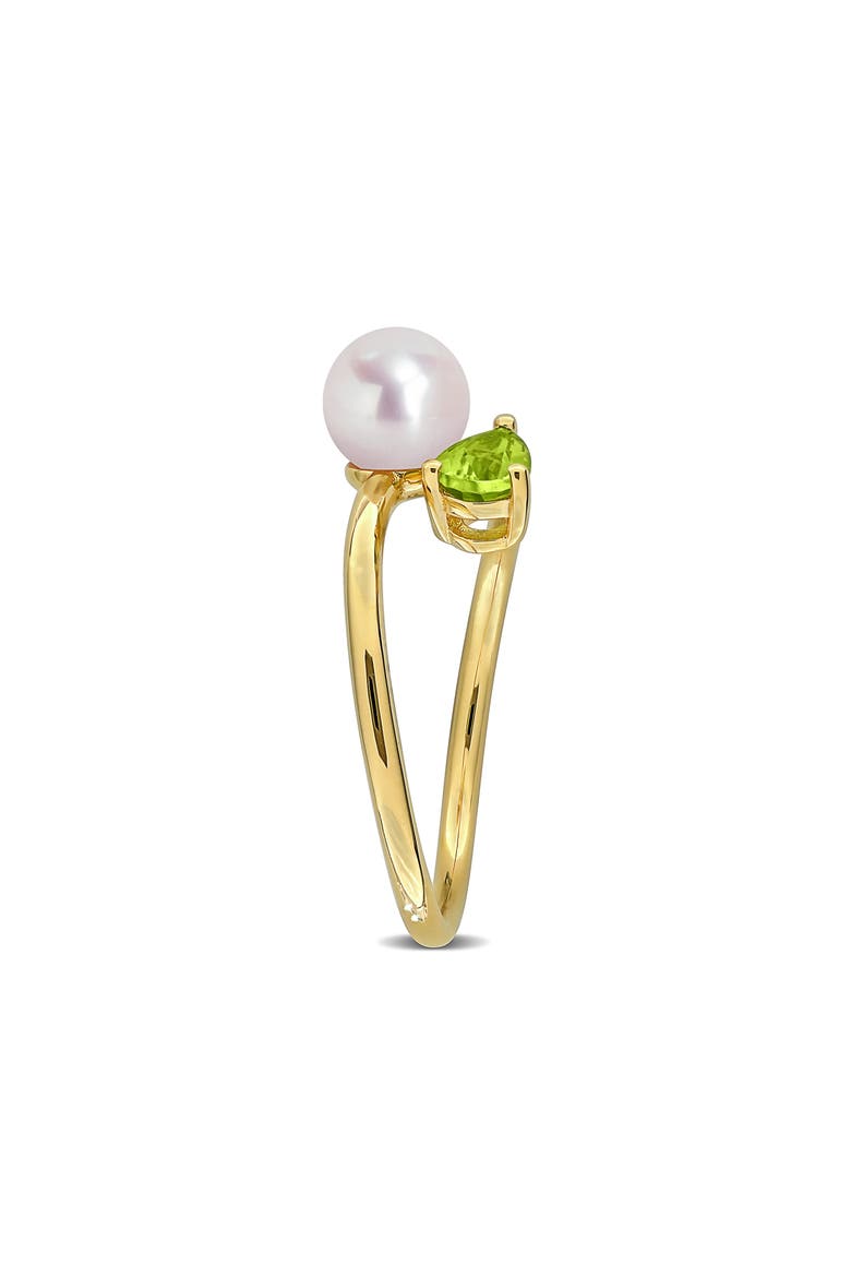 Cultured Pearl & Semiprecious Stone Crossover Ring, Alternate, color, GREEN PERIDOT